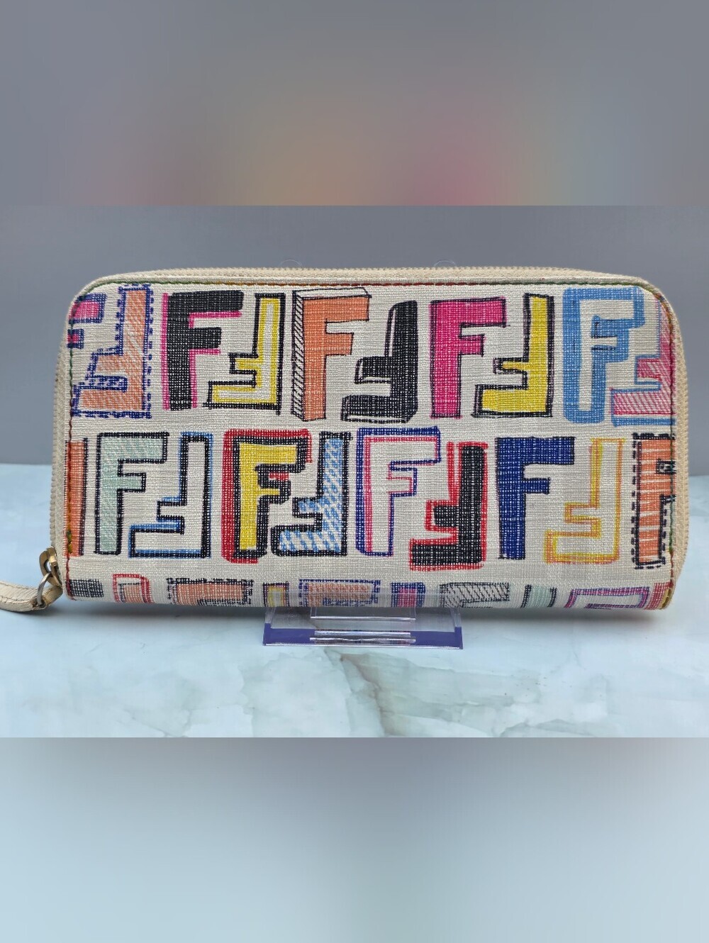 Fendi Multicolor Zucca Zip Around Wallet